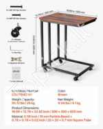 C formos mobilus sofa-staliukas su ratukais ir metaliniu rėmu, rudi ir juodi atspalviai 500 x 350 x 605 mm  - Image 7