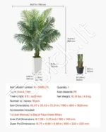 Dirbtinė Areca palmė su baltu vazonu, 1829 mm (6 pėdos) - Image 7