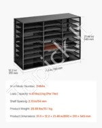 Dokumentų organizatorius 27 skyrių, metalinė biuro spintelė popieriams su mediniu viršumi 80 x 31 x 54,5 cm - Image 7