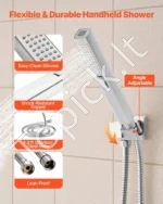 Dušo maišytuvo ir sistemų rinkinys (254 mm lubose montuojama lietaus dušo galva, 6 kūno purkštukai, chromuotas) - Image 6