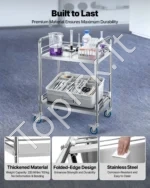 Nerūdijančio plieno vežimėlis, dviejų pakopų riedantis vežimėlis laboratorijai ir virtuvei - Image 2