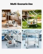 Nerūdijančio plieno vežimėlis, dviejų pakopų riedantis vežimėlis laboratorijai ir virtuvei - Image 6