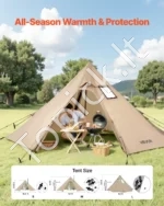 Dvivietė piramidės tipo palapinė (hot tent) su krosnelės anga, 3,2 m skersmens - Image 2