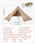 Dvivietė piramidės tipo palapinė (hot tent) su krosnelės anga, 3,2 m skersmens - Image 7