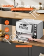 Elektrinė dviejų aukštų picų krosnelė – galinga stalviršio orkaitė su termometru ir laikmačiu - Image 5