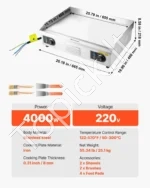 Elektrinė kepsninė-kepimo plokštė 4000 W, 65 x 40 cm su reguliuojamu termostatu - Image 7