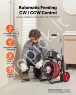 Elektrinis kanalizacijos valymo įrenginys 30 m x 13 mm, automatinis su ratukais ir 8 antgaliais - Image 2