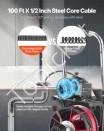 Elektrinis kanalizacijos valymo įrenginys 30 m x 13 mm, automatinis su ratukais ir 8 antgaliais - Image 3