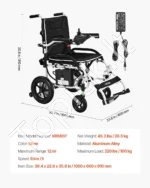 Elektrinis vežimėlis suaugusiems 100 kg sulankstomas lengvas motorizuotas vežimėlis 19,3 km - Image 7
