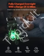 Elektrinis vežimėlis suaugusiems 136 kg reguliuojamas atlošas sulankstomas lengvas motorizuotas vežimėlis 21 km - Image 3
