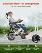 Elektrinis vežimėlis suaugusiems 136 kg reguliuojamas atlošas sulankstomas lengvas motorizuotas vežimėlis 21 km - Image 5