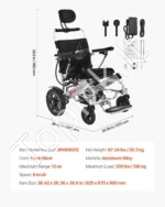 Elektrinis vežimėlis suaugusiems 136 kg reguliuojamas atlošas sulankstomas lengvas motorizuotas vežimėlis 21 km - Image 7