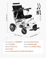 Elektrinis vežimėlis suaugusiems 136 kg sulankstomas lengvas motorizuotas vežimėlis 21 km - Image 7