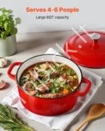Emailiuotas ketaus puodas (dutch oven) 5,7 l su dangčiu ir dvigubomis rankenomis, 35 x 27 x 19 cm - Image 2