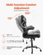 Ergonomiškas vadovo biuro fotelis su pakeliamais porankiais ir juosmens atrama, juodas (720 x 725 x 1280 mm) - Image 3