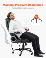 Ergonomiškas vadovo biuro fotelis su pakeliamais porankiais ir juosmens atrama, juodas (720 x 725 x 1280 mm) - Image 4