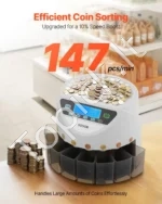 Euro monetų skaičiuotuvas ir rūšiuotuvas 147 vnt. per minutę LCD ekranas 8 padėklai - Image 2