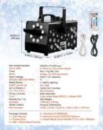 Galinga 900W sniego mašina 320 x 230 x 270 mm su aplinkos apšvietimu, belaidžiu nuotolinio valdymo pultu ir 1L skysčio bakeliu - Image 7