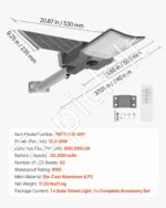 Galingas saulės šviestuvas laukui, automatinis LED prožektorius su nuotolinio valdymo pulteliu 900 000 lm - Image 7