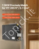 Garų generatorius pirtims ir SPA 7,5 kW, 44,5 x 19,5 x 39,5 cm - Image 2