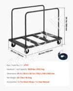 Gipso kartono ir plokščių vežimėlis 816 kg (plieninis, su 4 sukinėjamais ratukais ir fiksavimo diržu) - Image 6