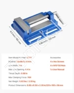 Gręžimo Staklių Spaustuvas 220 x 165 x 58 mm su 102 mm Žandikaulių Pločiu - Image 7