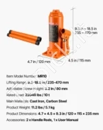 Hidraulinis butelinis keltuvas (high-lift hydraulic bottle jack) 10 tonų,  - Image 7