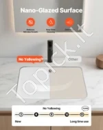 Įmontuojamas stačiakampis vonios kambario praustuvas 515 x 385 mm, baltos keramikos praustuvo dubuo su persipylimo anga - Image 3