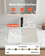 Įmontuojamas vonios kambario praustuvas 530 x 375 mm – baltas keraminis stačiakampis baseinas - Image 3