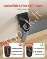 Ištraukiama apsauginė vaiko ir augintinio varteliai 1430 mm pločio ir 795 mm aukščio su saugos užraktu ir juodu rėmu - Image 5