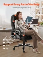 Juoda ergonominė vadovo kėdė su aukštu atlošu ir reguliuojama juosmens atrama - Image 2