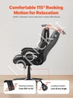 Juoda ergonominė vadovo kėdė su aukštu atlošu ir reguliuojama juosmens atrama - Image 5