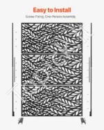 Juodas metalinis privatumo ekranas 120 x 50,8 x 183 cm - Image 5