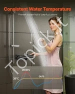 Juodas termostatinis dušo maišytuvas su temperatūros valdymu - Image 2