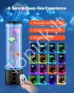 Jutiminė burbulų kolonos lempa / LED vandens lempa su žuvytėmis (16 spalvų, su nuotolinio valdymo pulteliu) - Image 3
