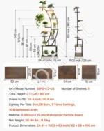 Kambarinis augalų stovas – 9 pakopų gėlių stovas su augimo lempomis, 160 cm aukščio - Image 7