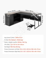 Kampinis rašomasis stalas L formos didelis biuro baldai su spintele ir lentynomis 180 x 80 x 75 cm - Image 3
