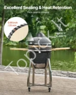 Keraminė Kamado kepsninė rūkykla 45 cm su ratukais ir termometru 10–400 °C - Image 3