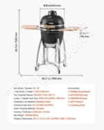 Keraminė Kamado kepsninė rūkykla 45 cm su ratukais ir termometru 10–400 °C - Image 7