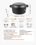 Ketaus puodas (dutch oven) 2-viename su dangčiu-kepimo rankšluosčiu / keptuve 4,7 l, 32 x 26 x 16,5 cm - Image 7