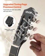 Klasikinė gitara, 960 mm, pradedančiųjų rinkinys su nailoninėmis stygomis, dėklu, dirželiu ir priedais, juoda - Image 2
