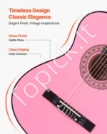 Klasikinė medinė gitara pradedantiesiems 960 mm (Rožinė) - Image 5