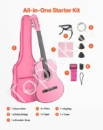 Klasikinė medinė gitara pradedantiesiems 960 mm (Rožinė) - Image 7