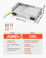 Komercinė elektrinė kepimo plokštuma lygia ir rifliuota danga 4400W 72,5x40 cm - Image 7