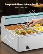 Komercinis elektrinis maisto šildytuvas-bain-marie su stikliniu dangčiu (8 indų, 1700 W) - Image 4