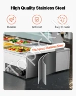 Komercinis elektrinis maisto šildytuvas-bain-marie su stikliniu dangčiu (8 indų, 1700 W) - Image 5