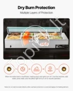 Komercinis elektrinis maisto šildytuvas-bain-marie su stikliniu dangčiu (8 indų, 1700 W) - Image 6