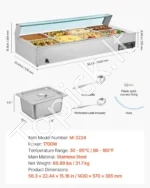 Komercinis elektrinis maisto šildytuvas-bain-marie su stikliniu dangčiu (8 indų, 1700 W) - Image 7