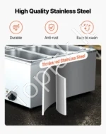 Komercinis maisto šildytuvas (bain marie) su dangčiais, 6 x 1/3 dydžio indais, 71 x 57 x 28 cm - Image 4