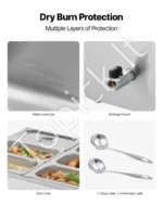 Komercinis maisto šildytuvas (bain marie) su dangčiais, 6 x 1/3 dydžio indais, 71 x 57 x 28 cm - Image 6